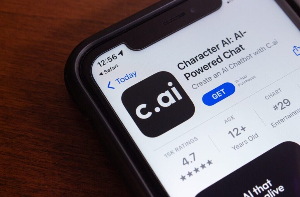 App de Character.AI en un smartphone